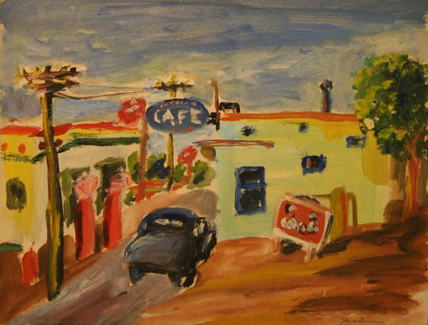 Cafe in Los Angeles (1944) | Oil on Cardboard | 25 x 32 cm