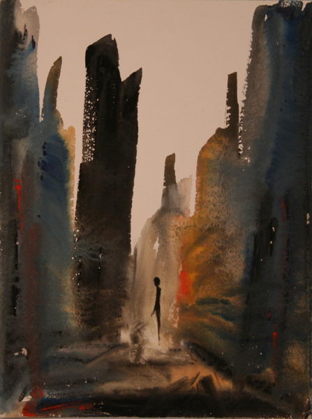 Alone in N.Y. III. (1982) | Gouache on Paper | 40 x 30 cm